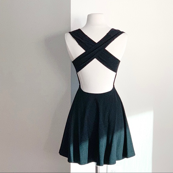 NBW AMERICAN APPAREL Black Ponte Skater Dress - Picture 1 of 9